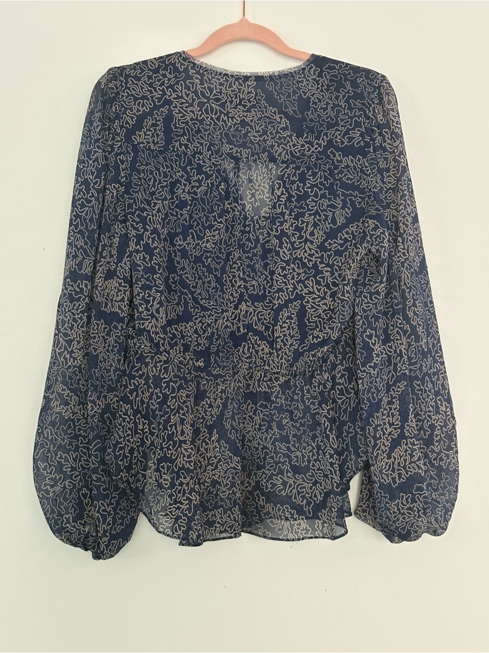 Ted Baker Blouson Blouse | Tie Front Balloon Sleeve | Size 2 (UK 12) | Navy - Picture 3 of 5